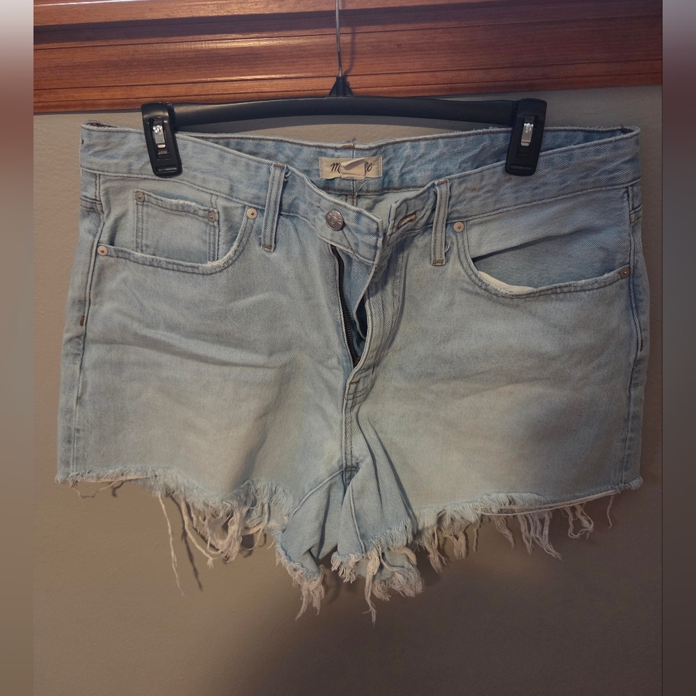 Madewell Faded Blue Frayed Jean Shorts
